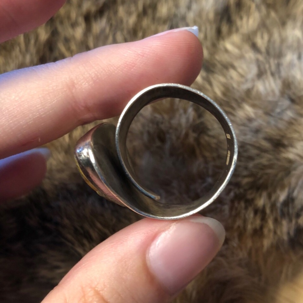 Minimalist Sterling Silver Agate Ring - image 3